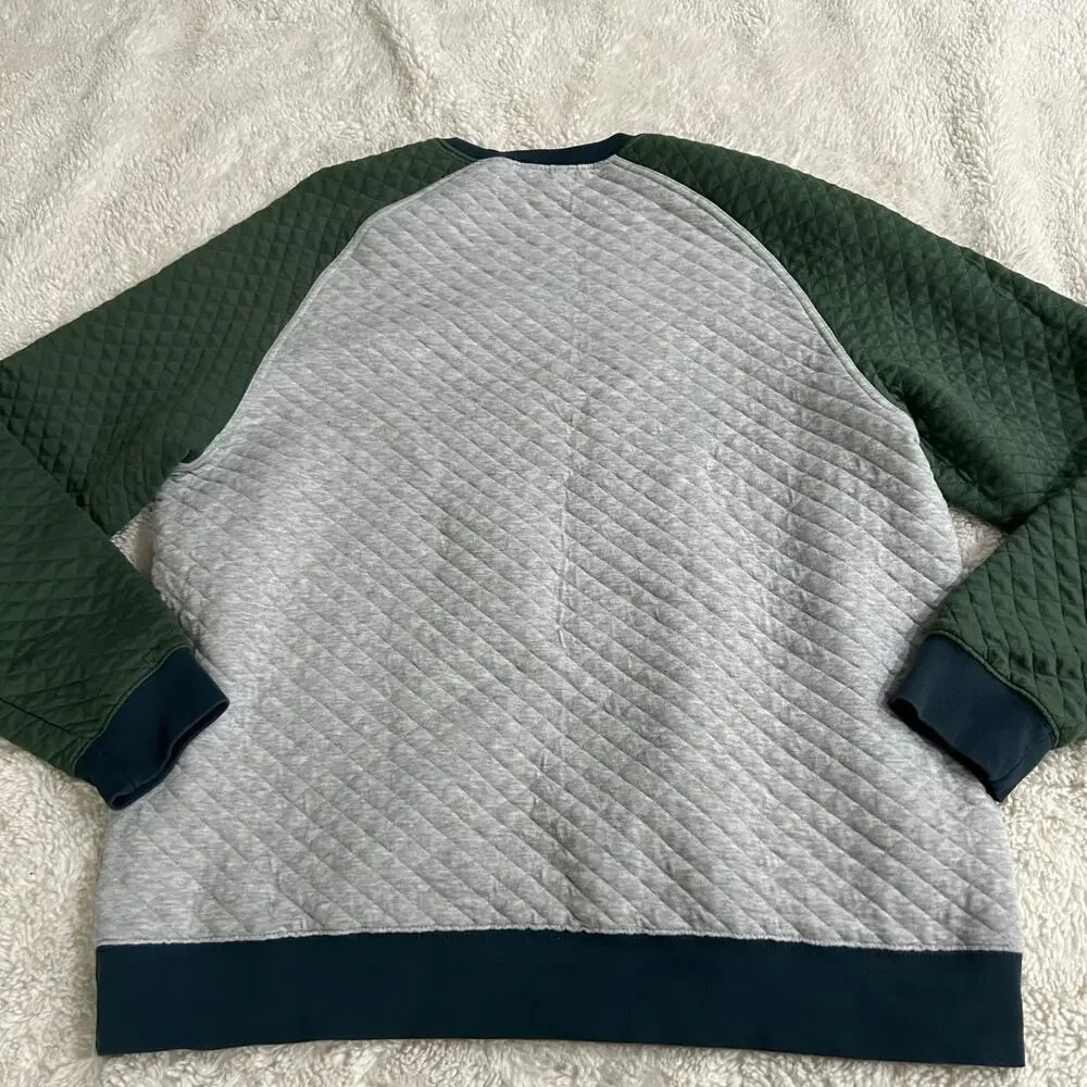 L.L Bean Mens Quilted Sweatshirt Crewneck Green Traditional Fit XL Preppy Casual - Picture 3 of 7